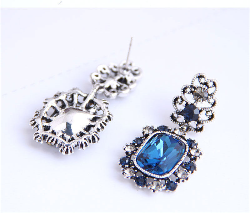 Baroque Style Silver Plated Rhinestone Earrings