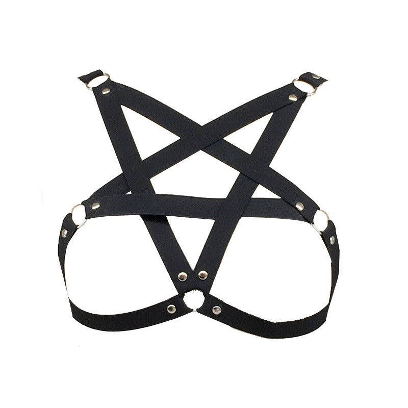 Pentagram Rivet Straps Body Cage Lingerie Accessories