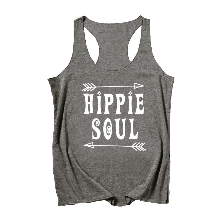 Hippie Soul Racer Back Casual Graphic Print Tank Top