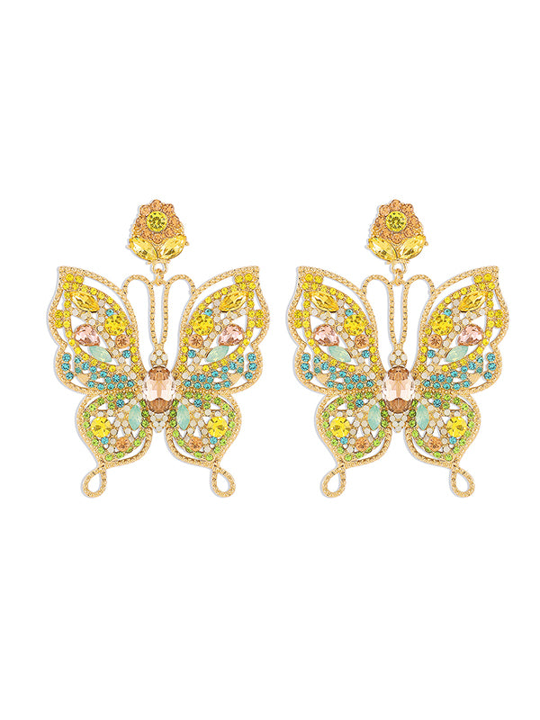 Butterfly Shaped Rhinestone Drop Earrings