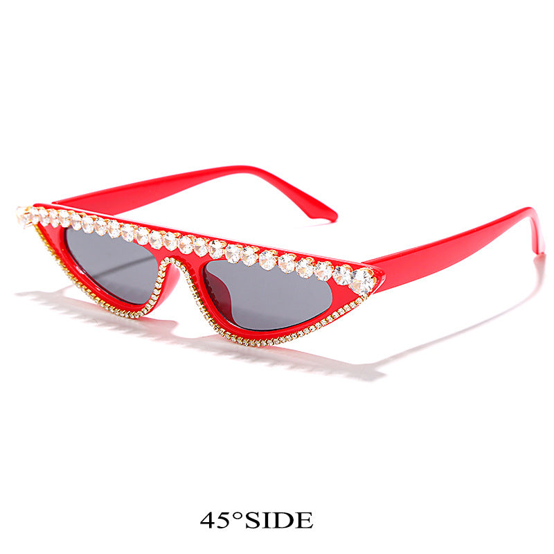 Library Lady Chic Retro Sunglasses With Pearl Accents and Chain