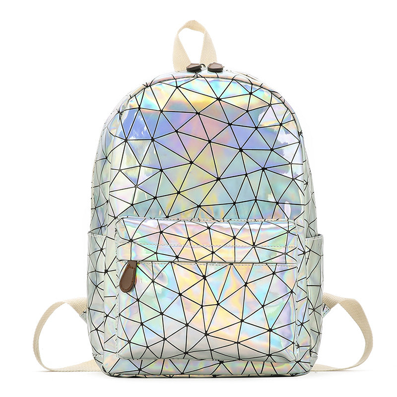 Holographic Geometric Medium Laser Backpack With Front Pocket