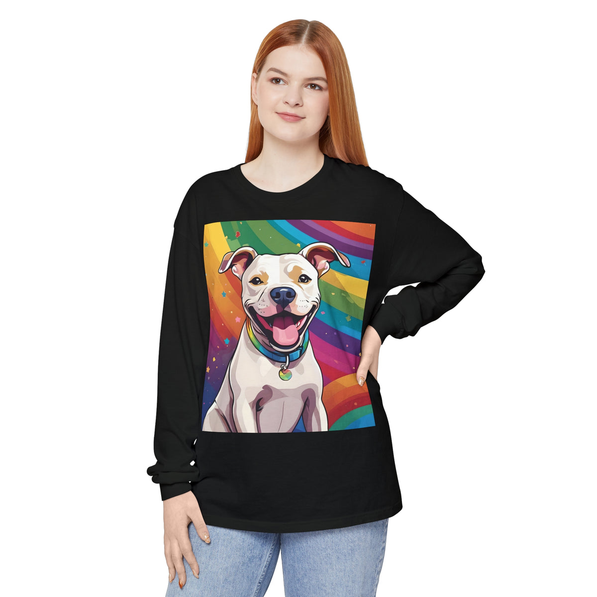 Prideful Pittie 3 Unisex Garment-dyed Long Sleeve T-Shirt