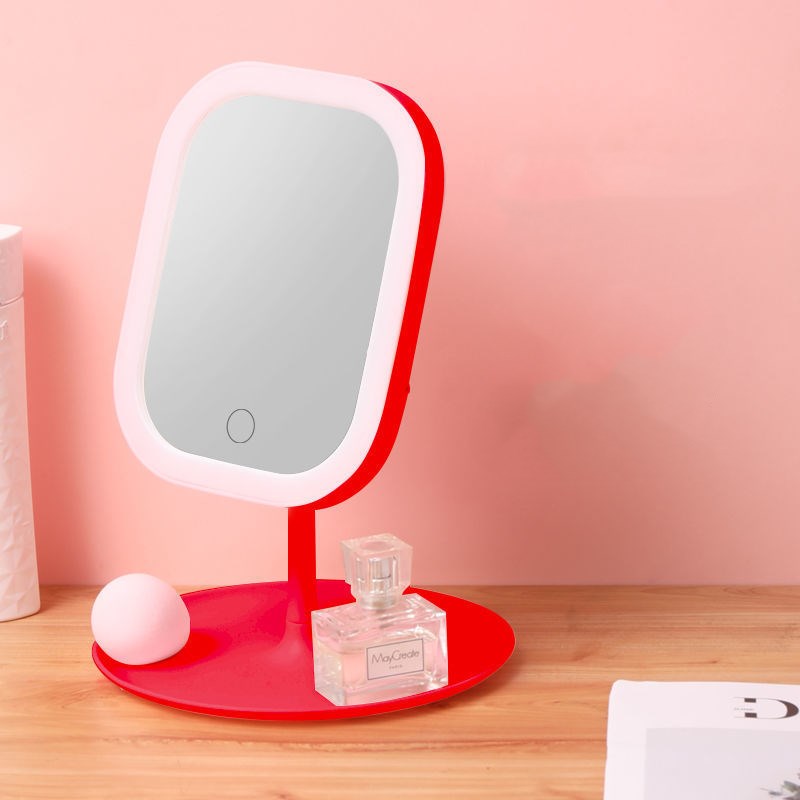 Lighted Desktop Mirror Portable Small Dressing Mirror With Magnifying Options