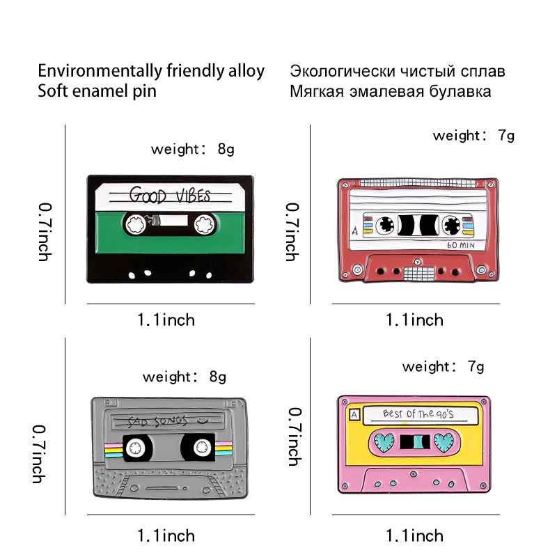 Creative Personality Cassette Tape Series Enamel Pins