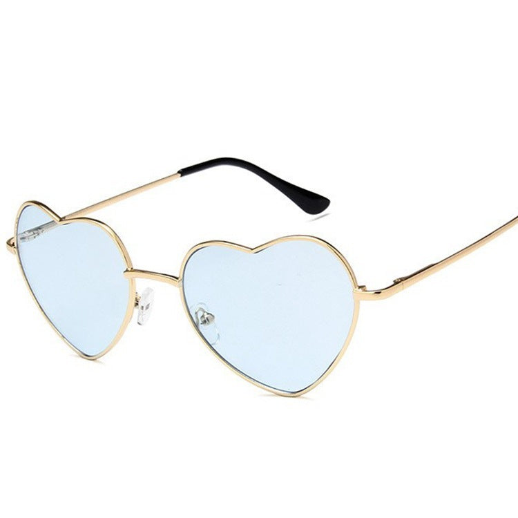 Heart Shaped Wire Rim Mirrored Pastel Fashion Sunglasses