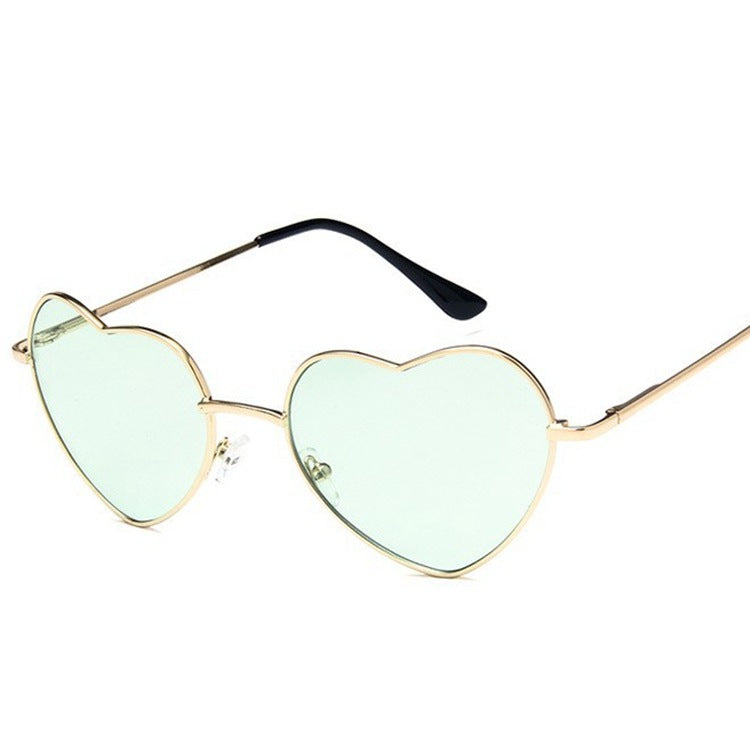 Heart Shaped Wire Rim Mirrored Pastel Fashion Sunglasses