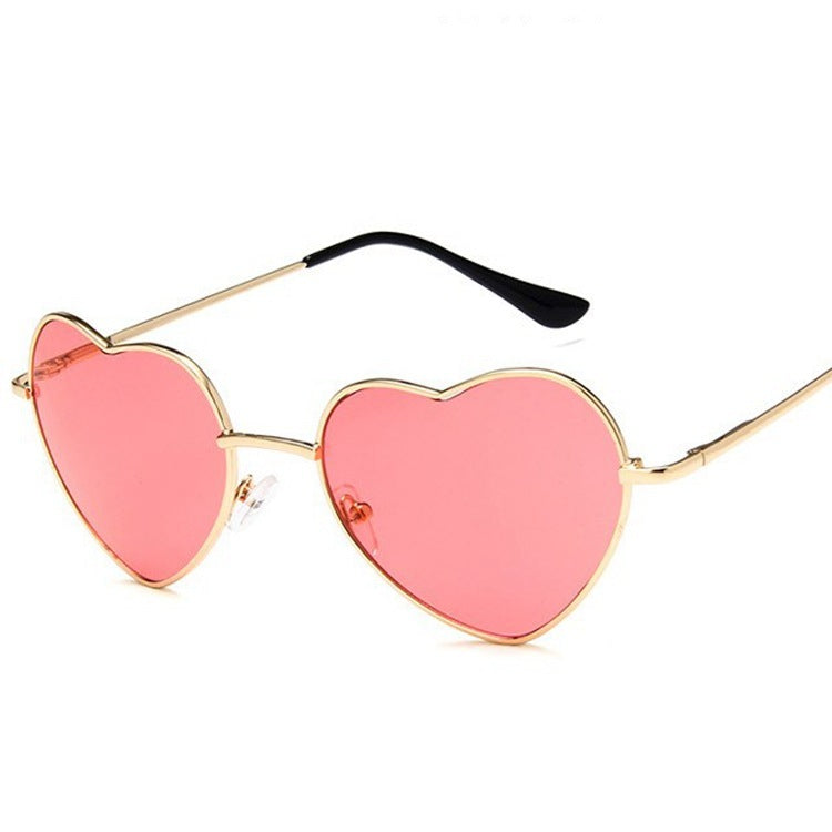 Heart Shaped Wire Rim Mirrored Pastel Fashion Sunglasses