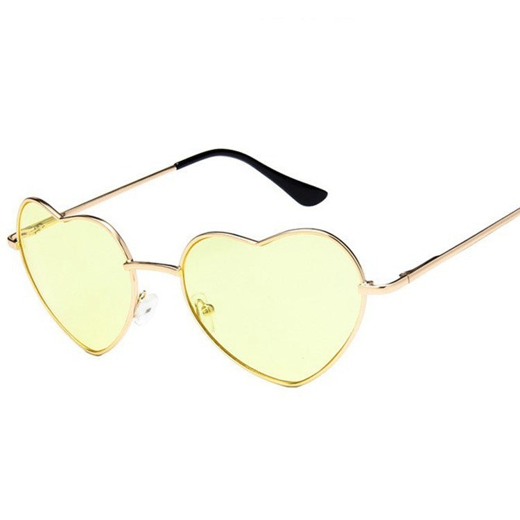 Heart Shaped Wire Rim Mirrored Pastel Fashion Sunglasses