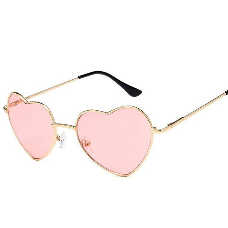 Heart Shaped Wire Rim Mirrored Pastel Fashion Sunglasses