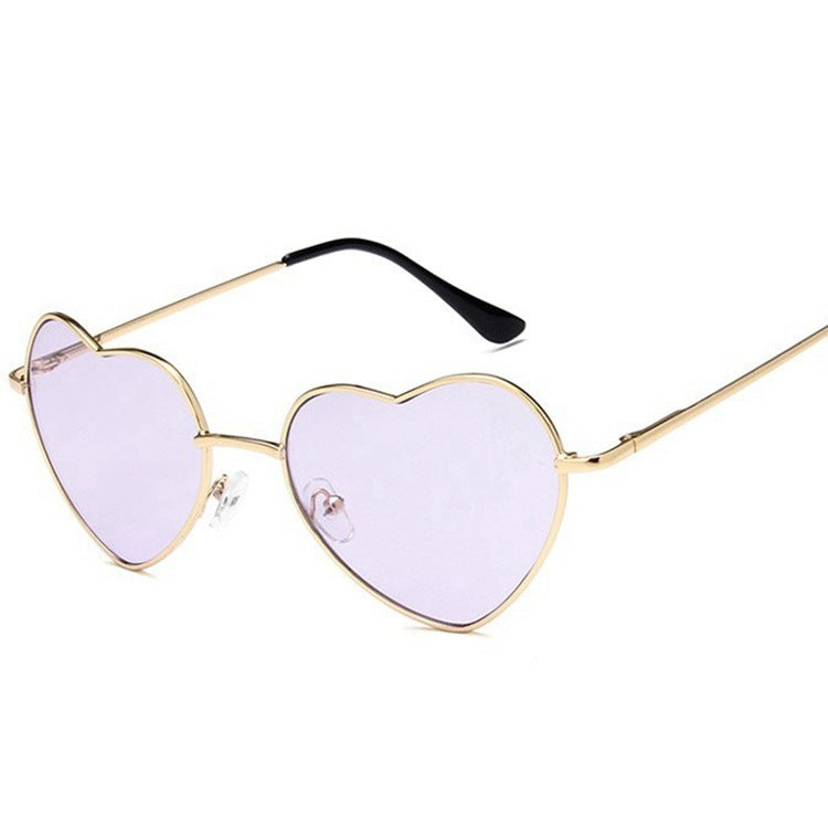 Heart Shaped Wire Rim Mirrored Pastel Fashion Sunglasses