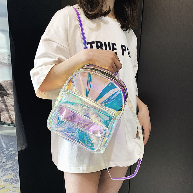 Laser Jelly Bag Transparent Holographic Medium Sized Backpack