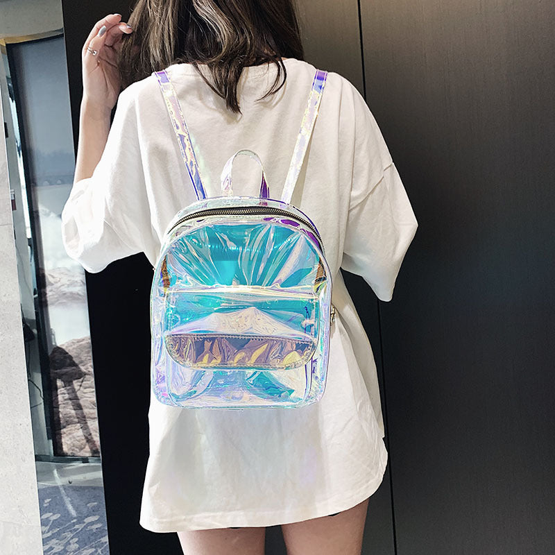 Laser Jelly Bag Transparent Holographic Medium Sized Backpack