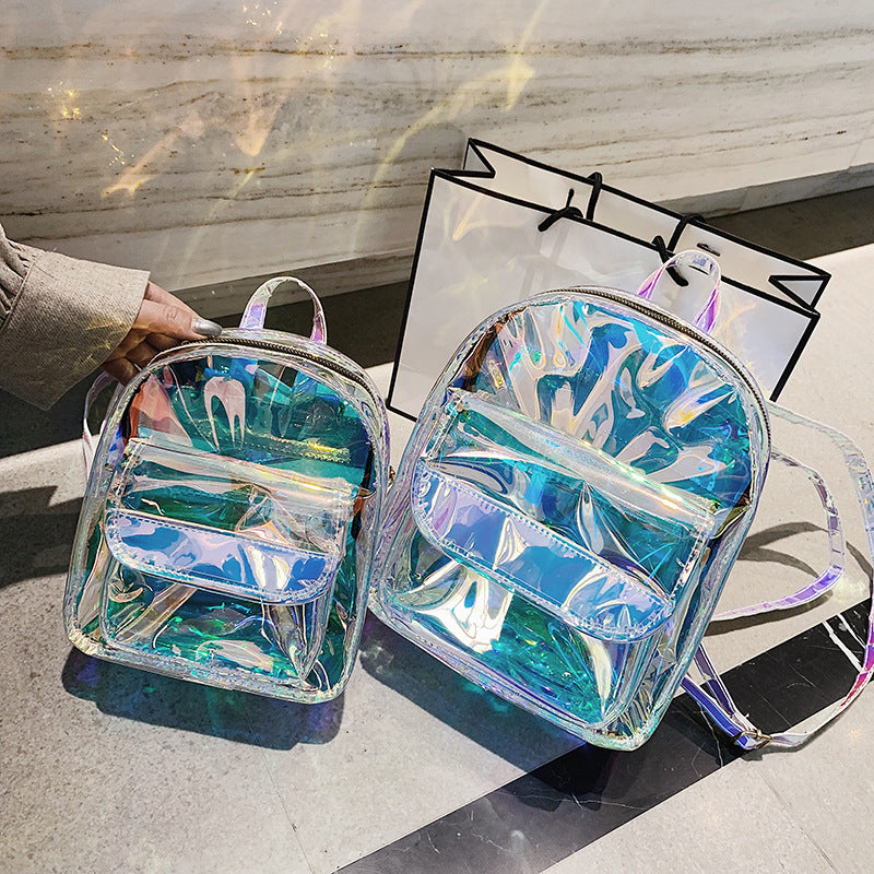 Laser Jelly Bag Transparent Holographic Medium Sized Backpack