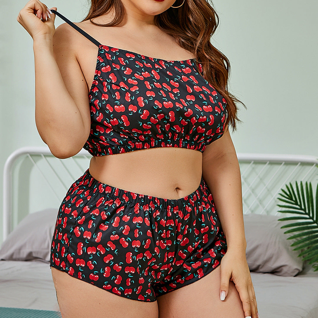 She’s My Cherry Pie Two Piece Plus Size Lingerie Loungewear Set