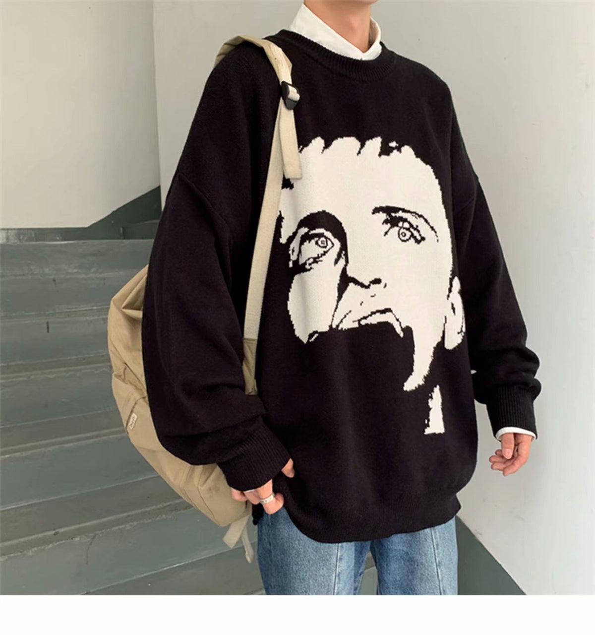 Privathinker Graphic Printed Warm Winter Pullover Sweater Streetwear