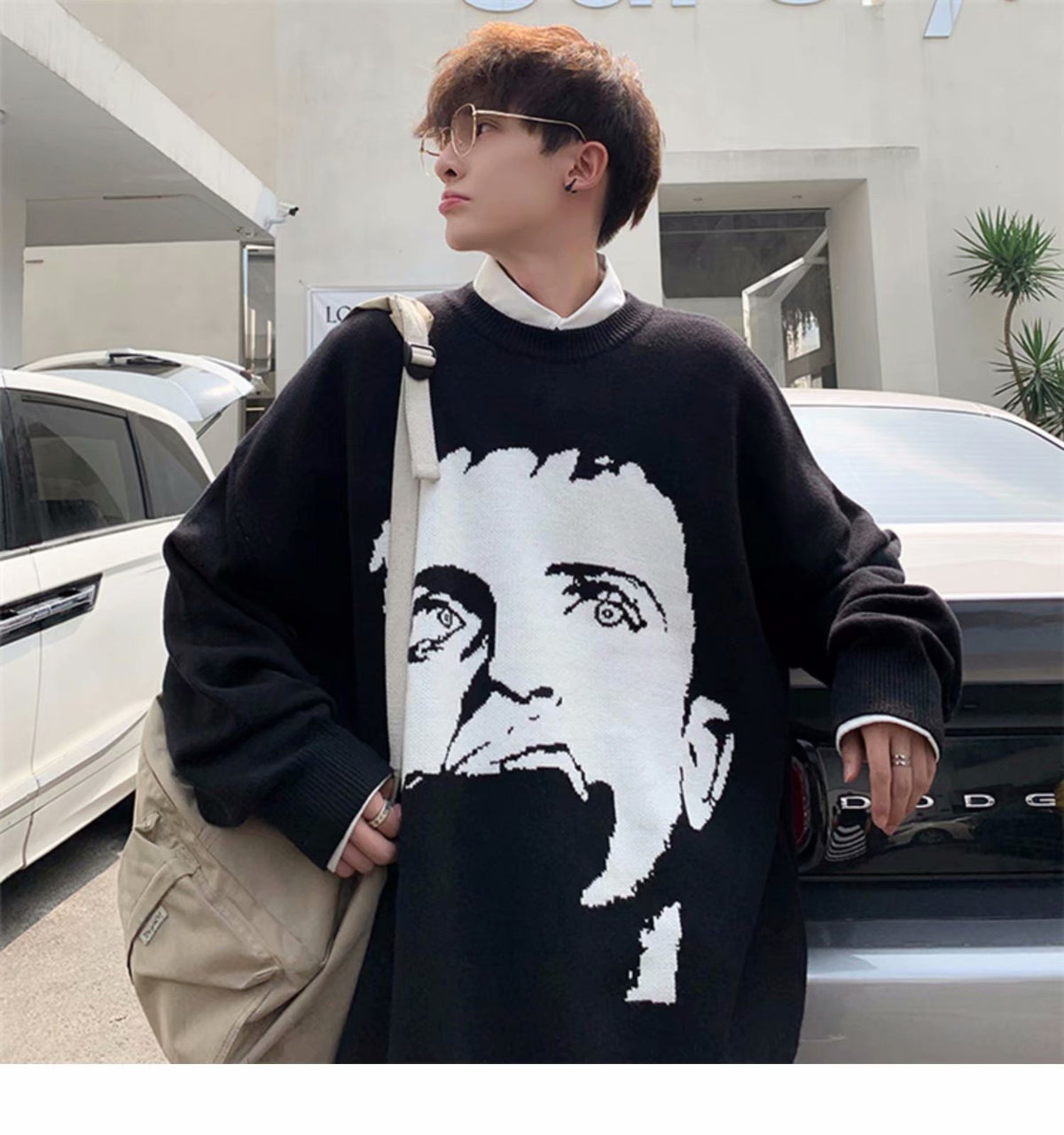 Privathinker Graphic Printed Warm Winter Pullover Sweater Streetwear