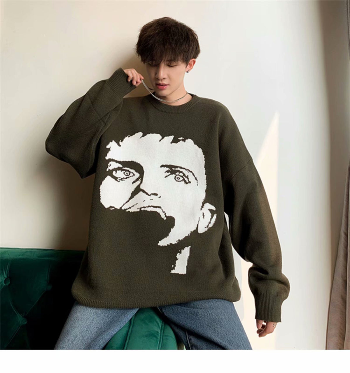 Privathinker Graphic Printed Warm Winter Pullover Sweater Streetwear