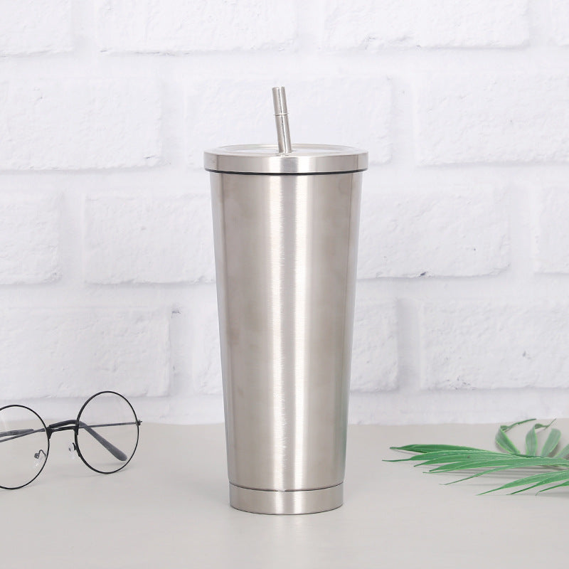 Creative Coffee Cup with Stainless Steel Straw Cup Insulation Cup