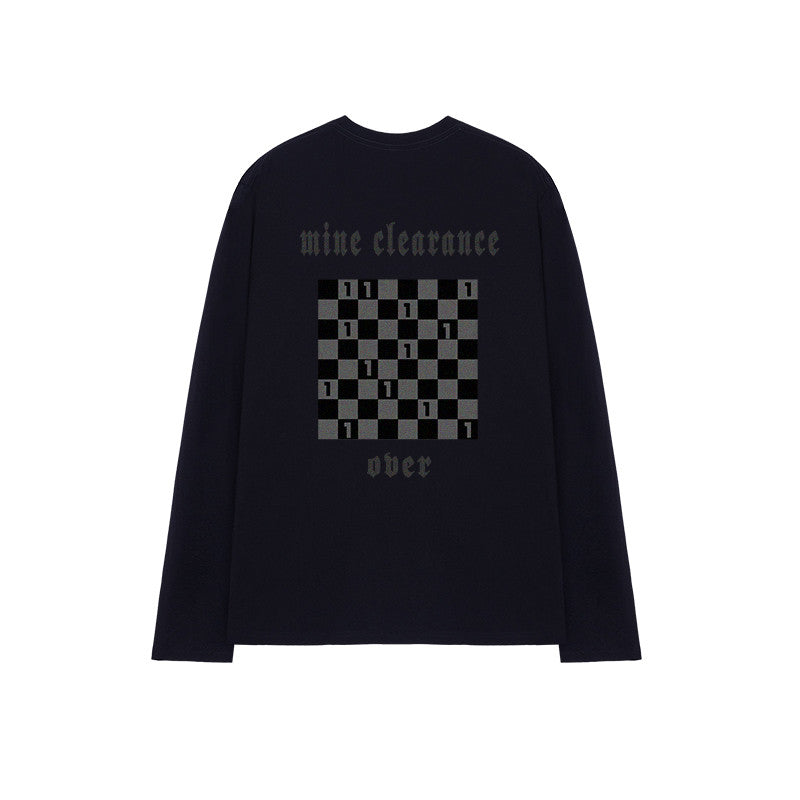 Retro Checkerboard Print High Street Dark Wind Long Sleeves