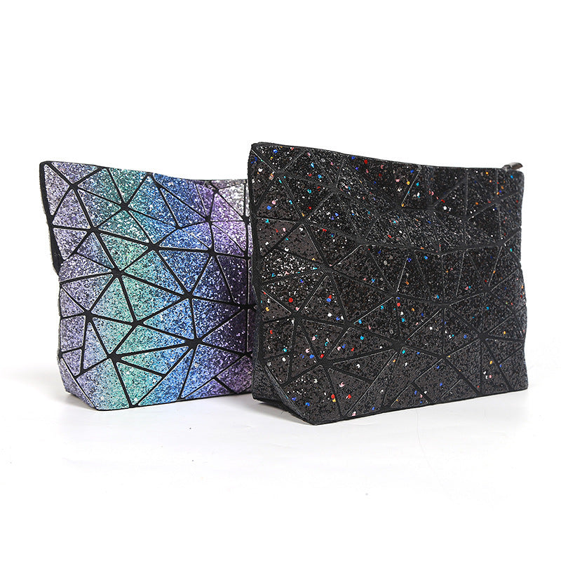 Laser and Glitter Geometric and Holographic Shoulder Chain Crossbody Bag