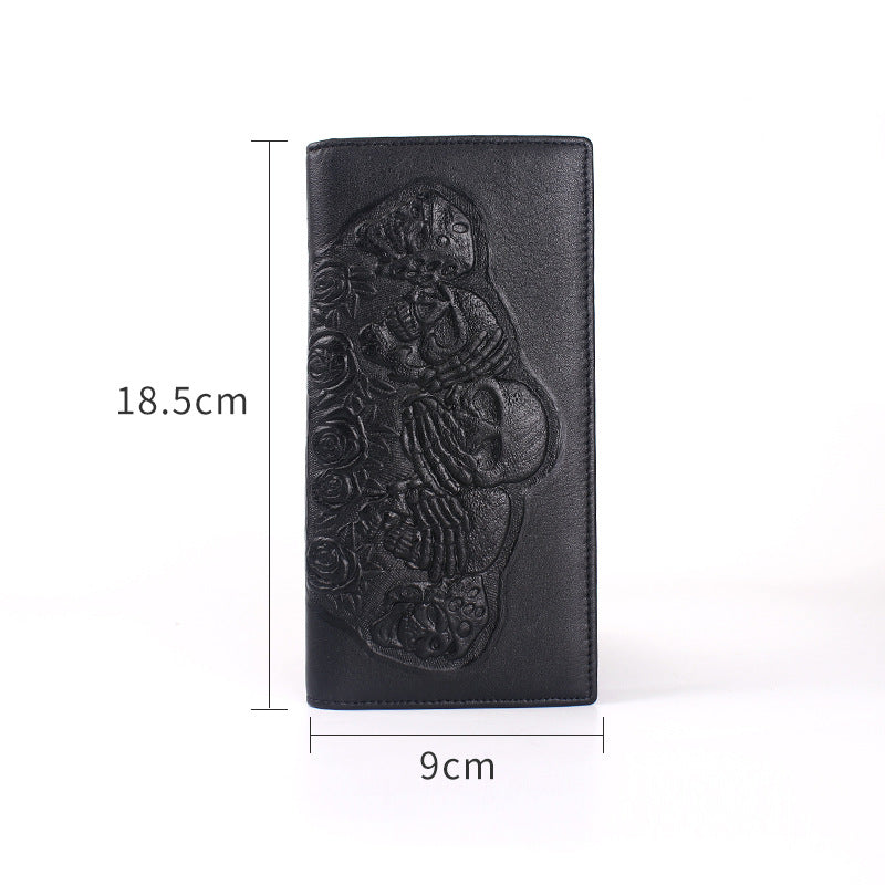 Rose Skull Punk Rock Wallet Long Men's Clutch