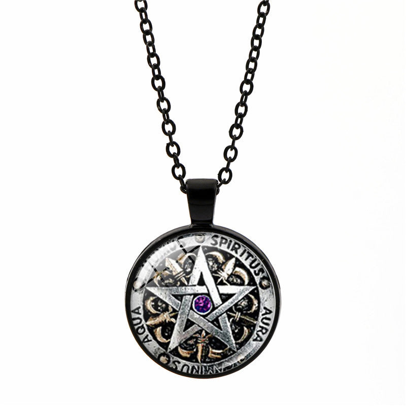 Pentagram Gem Spiritual Locket Look Necklace