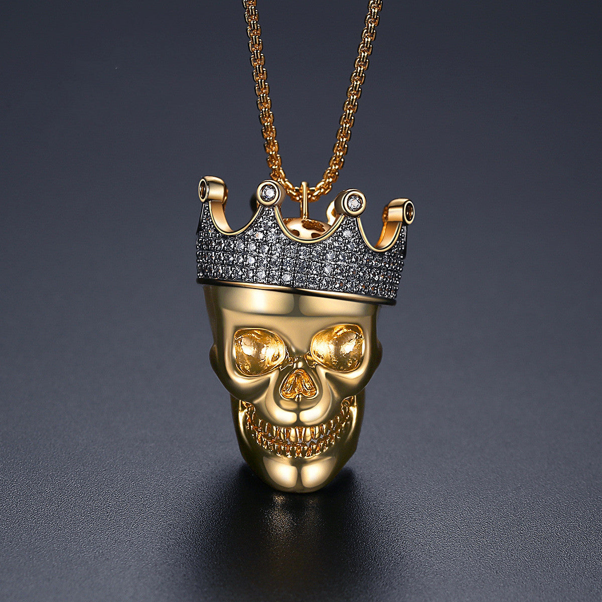 European And American Personality Jewelry Fashion Hip-Hop Crown Skull Pendant Necklace HIPHOP Men's Punk Accessories Customization