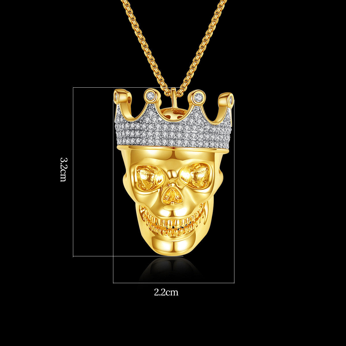 European And American Personality Jewelry Fashion Hip-Hop Crown Skull Pendant Necklace HIPHOP Men's Punk Accessories Customization