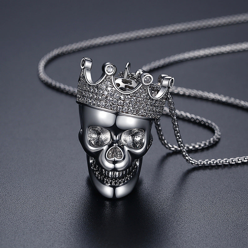 European And American Personality Jewelry Fashion Hip-Hop Crown Skull Pendant Necklace HIPHOP Men's Punk Accessories Customization