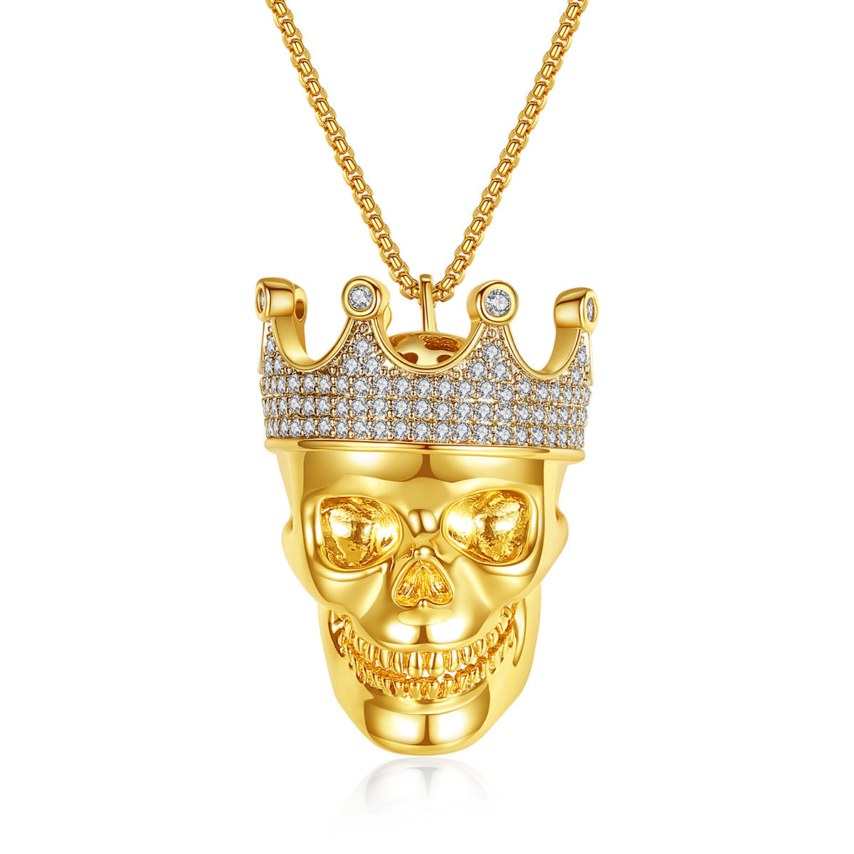 European And American Personality Jewelry Fashion Hip-Hop Crown Skull Pendant Necklace HIPHOP Men's Punk Accessories Customization