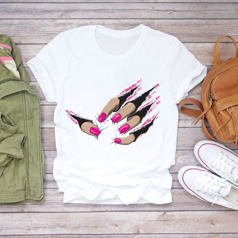 Clawing Through Nails Nail Art 90s Street Vibe Ladies Ladies Graphic Print Tee Shirt