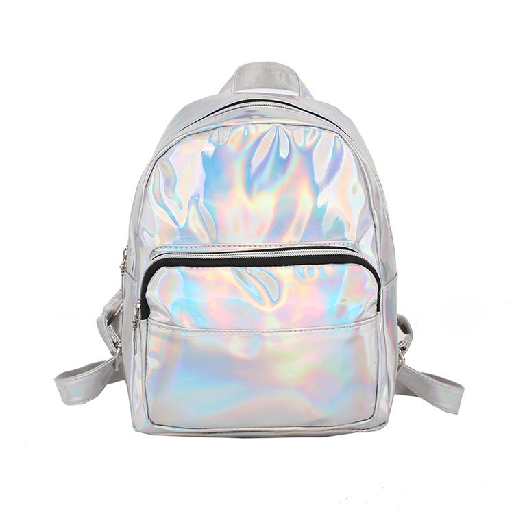 Small Size Holographic Shoulder Bag Backpack With Front Zipper Pocket