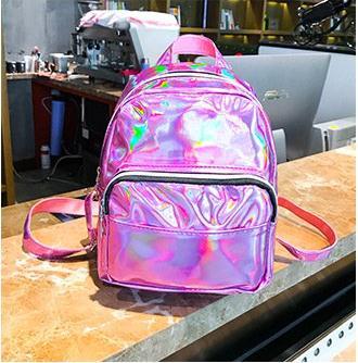 Small Size Holographic Shoulder Bag Backpack With Front Zipper Pocket