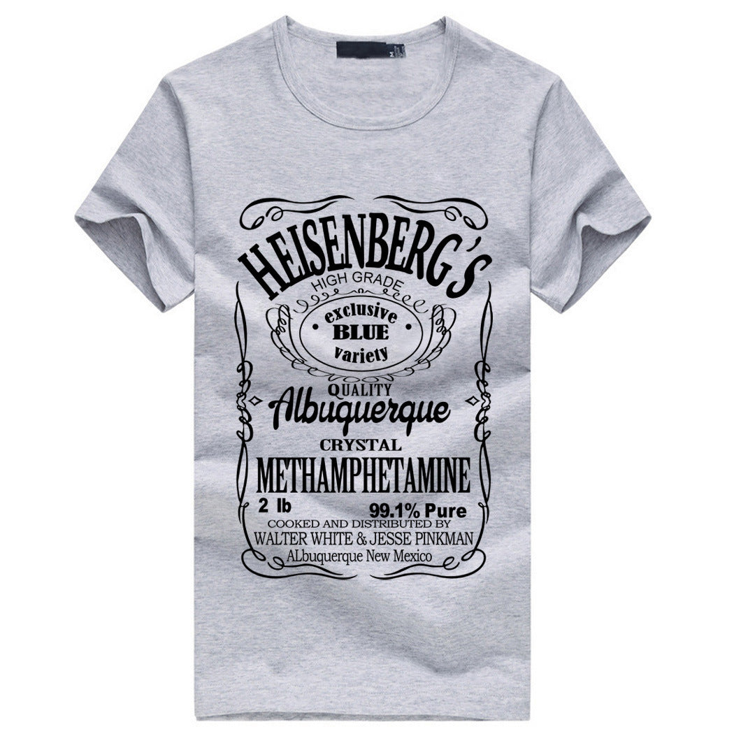 Heisenberg Spoof Funny Casual Round Neck Short Sleeved Graphic Print Tee Shirt