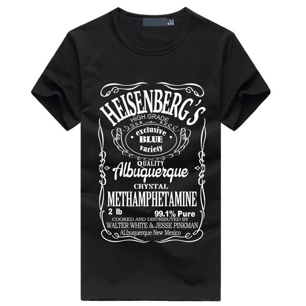 Heisenberg Spoof Funny Casual Round Neck Short Sleeved Graphic Print Tee Shirt