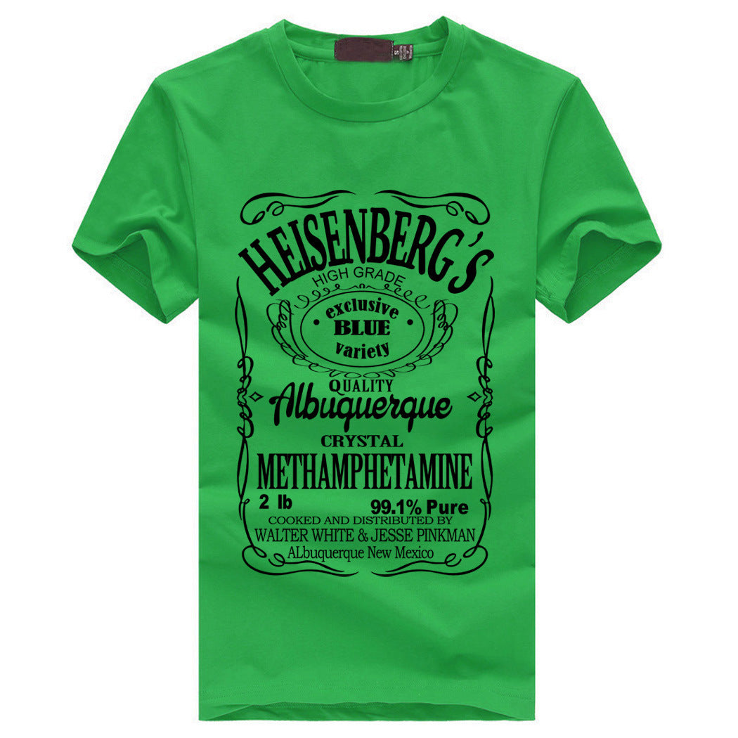 Heisenberg Spoof Funny Casual Round Neck Short Sleeved Graphic Print Tee Shirt