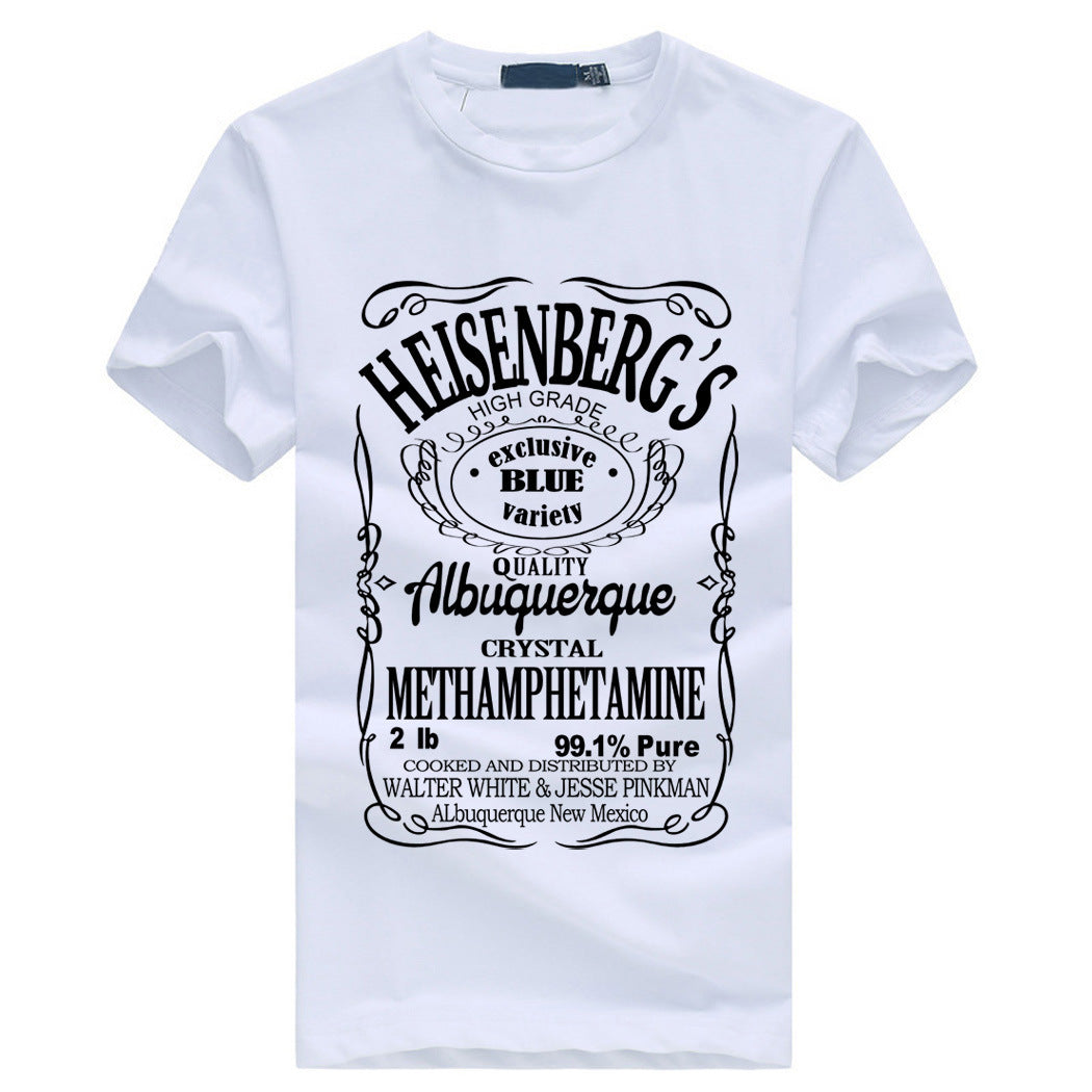 Heisenberg Spoof Funny Casual Round Neck Short Sleeved Graphic Print Tee Shirt