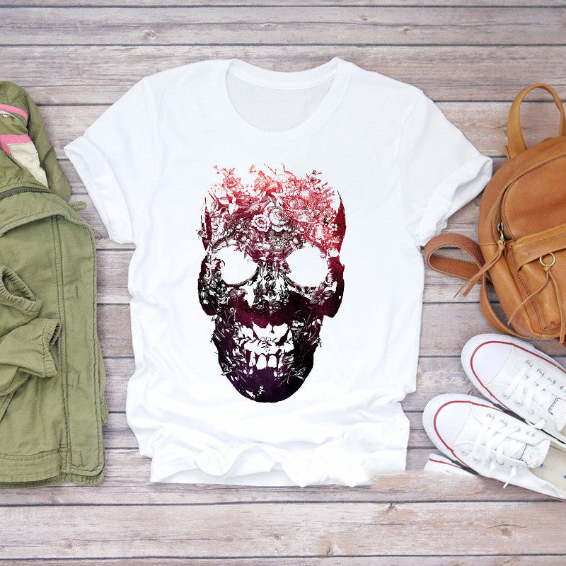 Fashion Personality Original Butterfly Skull Skull Print Men'S T-Shirt Street