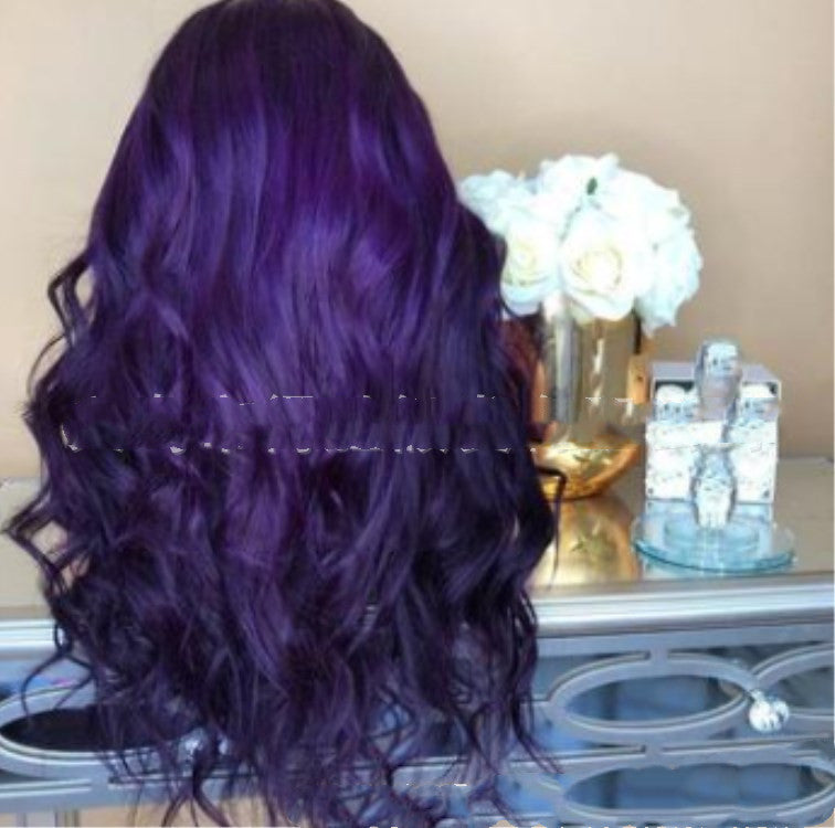 Medium Long Curly Hair Fashion Big Wave Cosplay Anime Purple Synthetic Wig