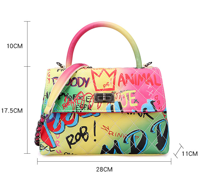 Ladies Painted Graffiti BagsColor Ladies Handbags