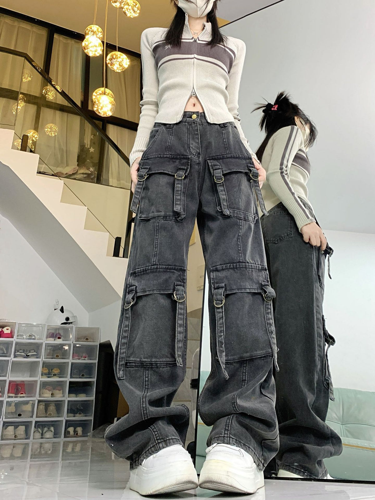 Street High Waist Loose Straight Pants