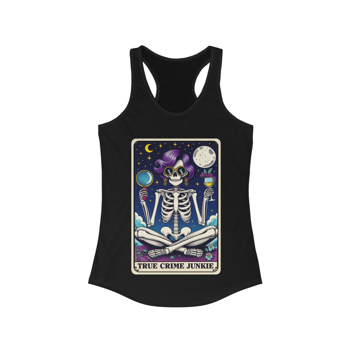 True Crime Junkie Skeleton Tarot Card Women's Ideal Racerback Tank