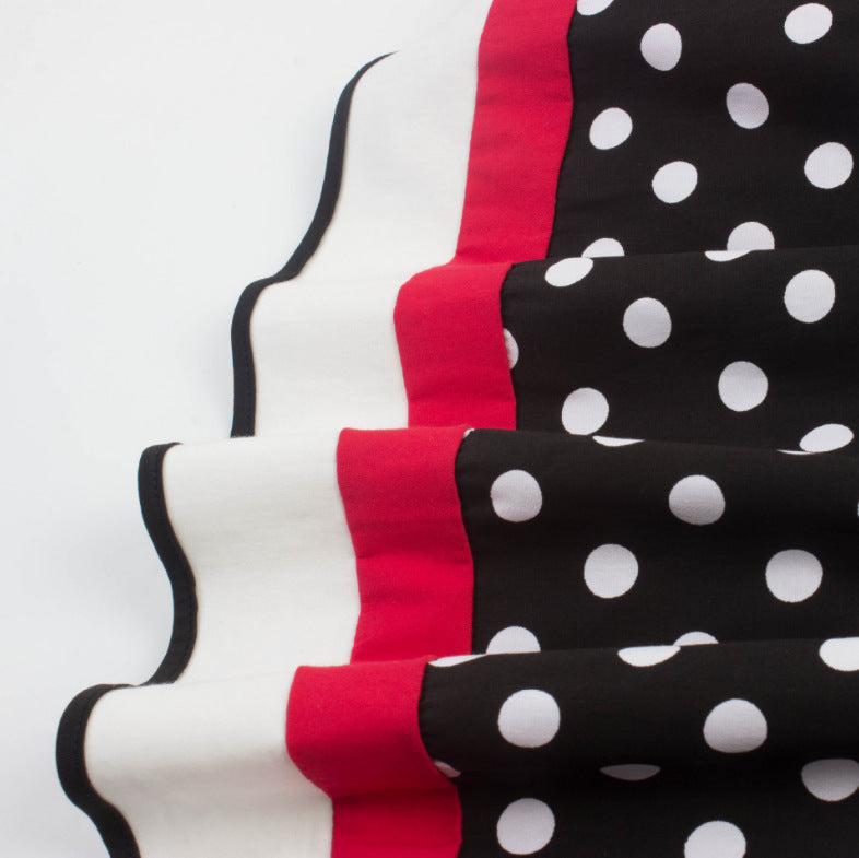 Polka Dot Red and White Trimmed Retro Swing Dress