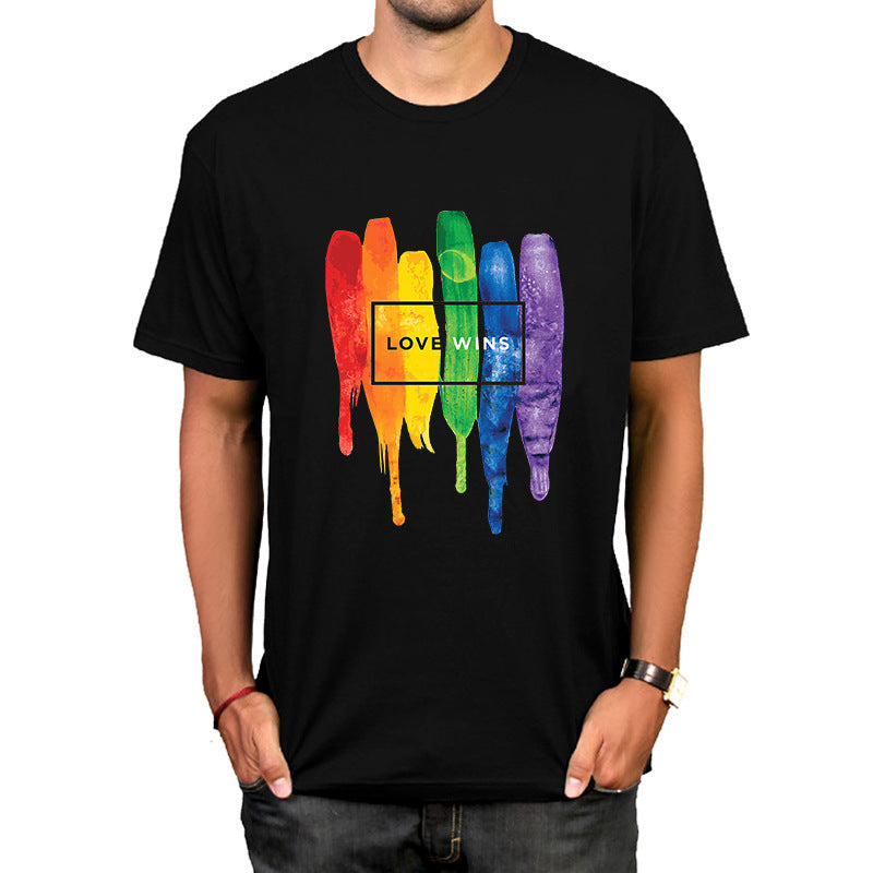 Pride Rainbow Short Sleeve Round Neck Graphic Tee