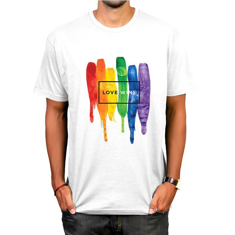 Pride Rainbow Short Sleeve Round Neck Graphic Tee