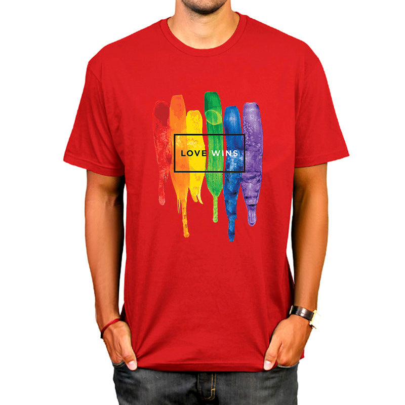 Pride Rainbow Short Sleeve Round Neck Graphic Tee