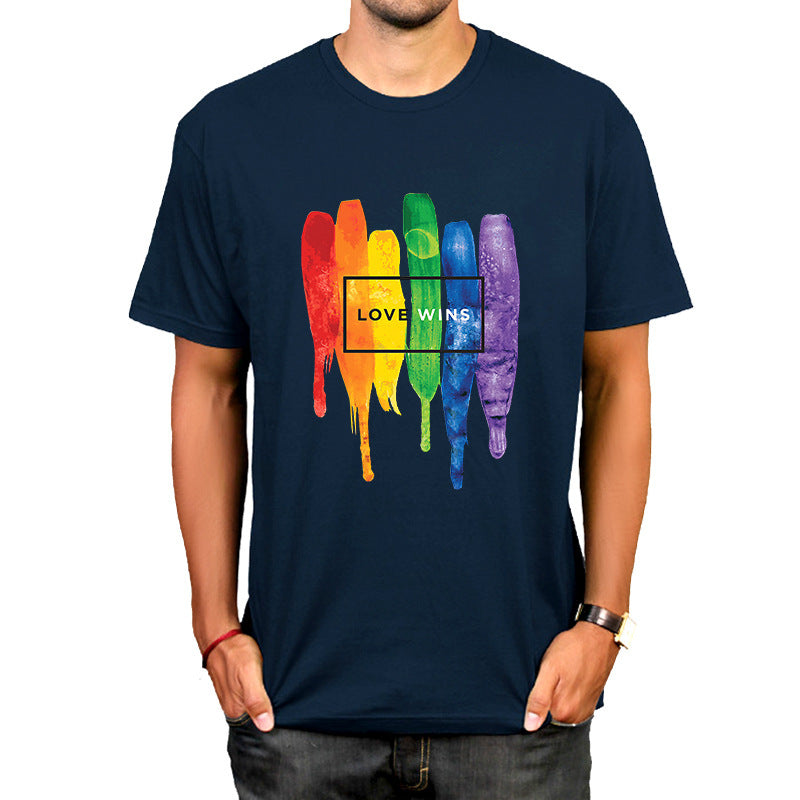 Pride Rainbow Short Sleeve Round Neck Graphic Tee