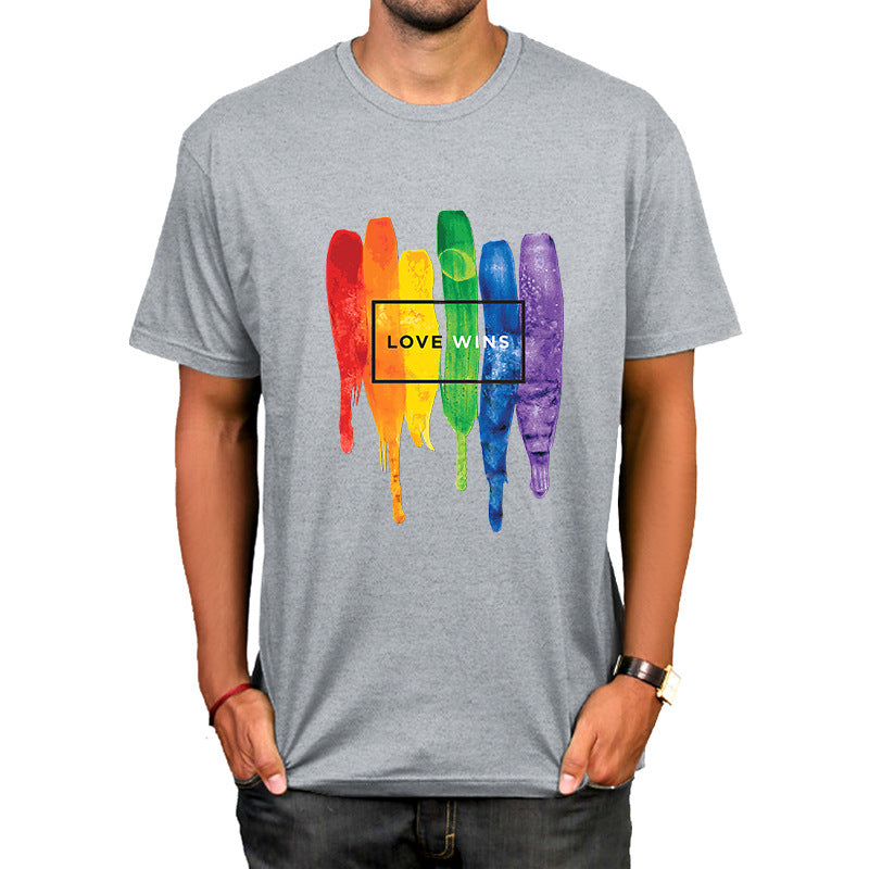 Pride Rainbow Short Sleeve Round Neck Graphic Tee