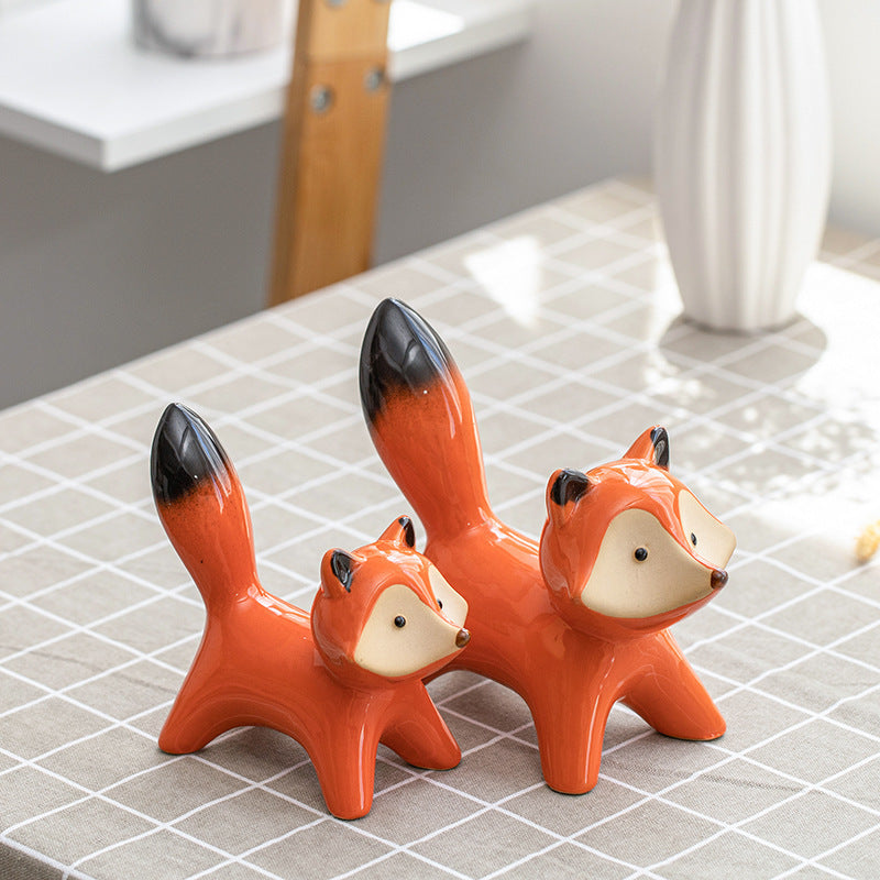 Creative Household Ceramic Red Fox Ornaments